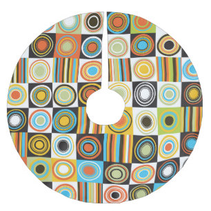 Colourful dots, circles, stripes background. brushed polyester tree skirt