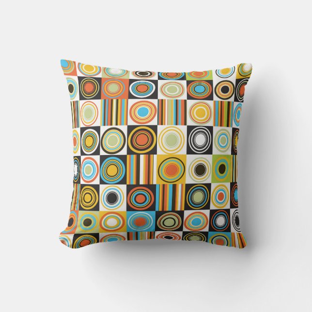 Colourful dots, circles, stripes background. cushion (Front)
