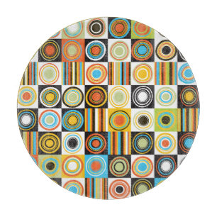 Colourful dots, circles, stripes background. cutting board