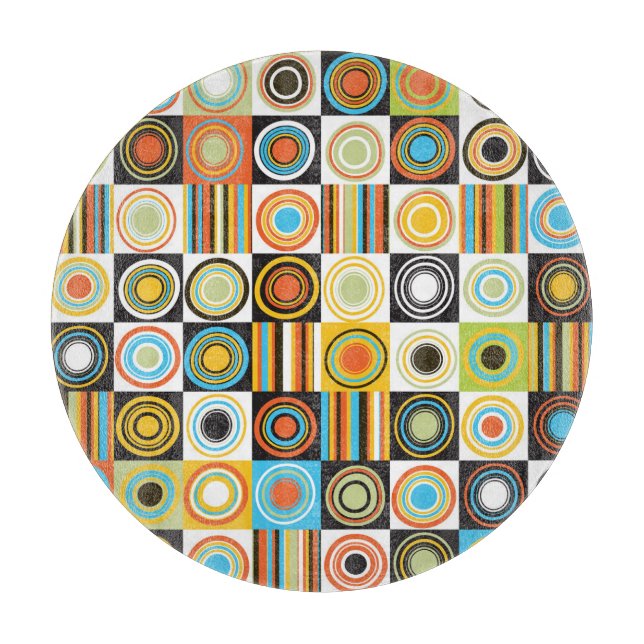 Colourful dots, circles, stripes background. cutting board (Front)