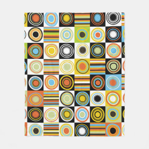 Colourful dots, circles, stripes background. fleece blanket
