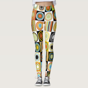 Colourful dots, circles, stripes background. leggings