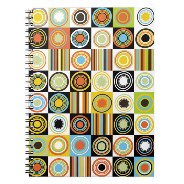 Colourful dots, circles, stripes background. notebook (Front)