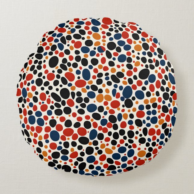 Colourful dots design  round cushion (Front)