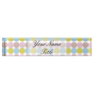 Colourful Dots Desk Nameplate Customise Custom