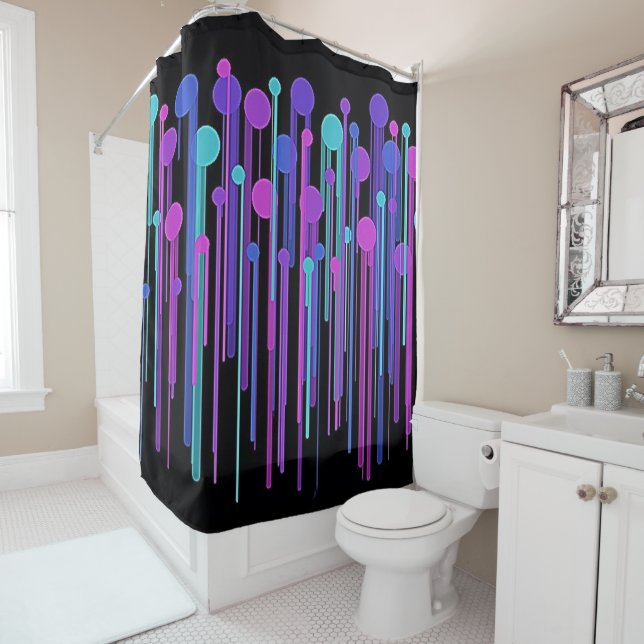 Colourful Dots & Drips Shower Curtain (In Situ)