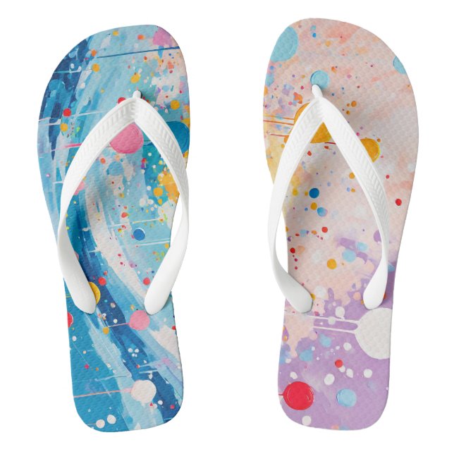 Colourful Dots Drips Splatters Jandals (Footbed)