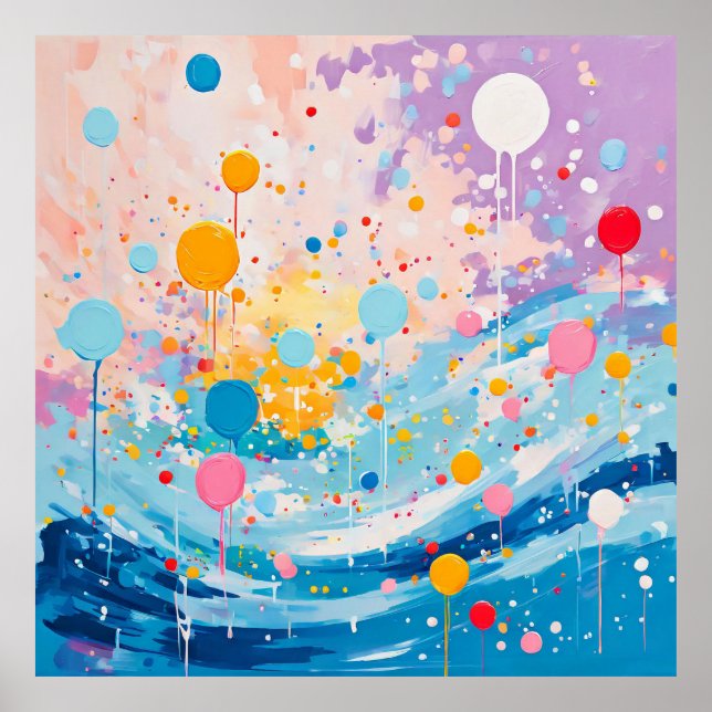 Colourful Dots Drips Splatters Poster (Front)