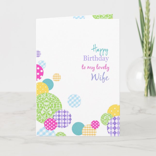 Colourful dots Happy Birthday to my lovely wife Card (Front)