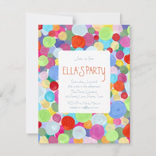 Colourful dots invitation (Front)