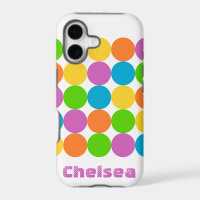 Colourful Dots Name 1980s Style iPhone Case