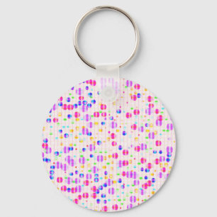 Colourful dots on pink key ring