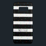 Colourful Dots Over Black & White Stripes Case-Mate Samsung Galaxy S8 Case<br><div class="desc">Elegant modern black on white stripes pattern accented with colourful small dots seamless pattern.
Custom monogram is optional.</div>