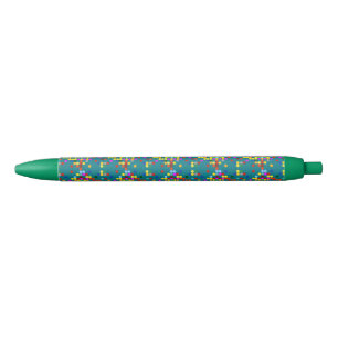 Colourful dots pattern black ink pen