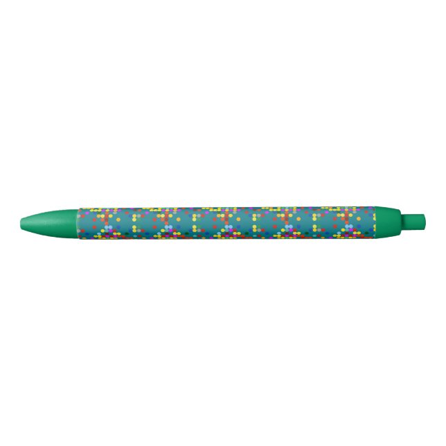 Colourful dots pattern black ink pen (Front)