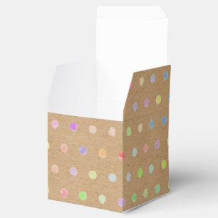 Colourful Dots Pattern On Rustic Faux Brown Kraft Favour Box