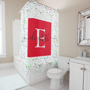Colourful dots personalised shower curtain