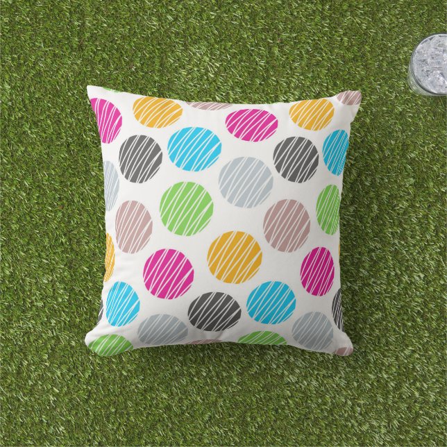 Colourful Dots Throw Pillow (Grass)