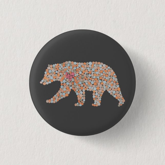Colourful Dotted Bear 3 Cm Round Badge (Front)