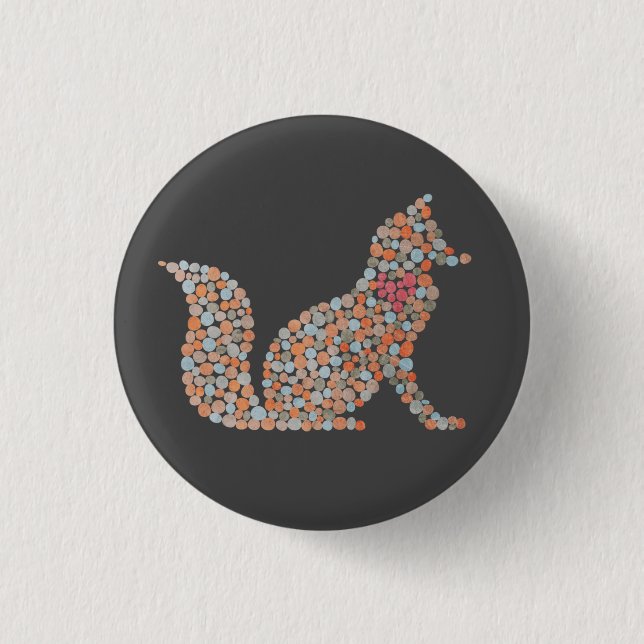 Colourful Dotted Fox 3 Cm Round Badge (Front)