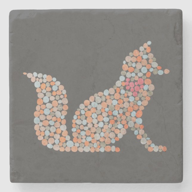 Colourful Dotted Fox Stone Coaster (Front)