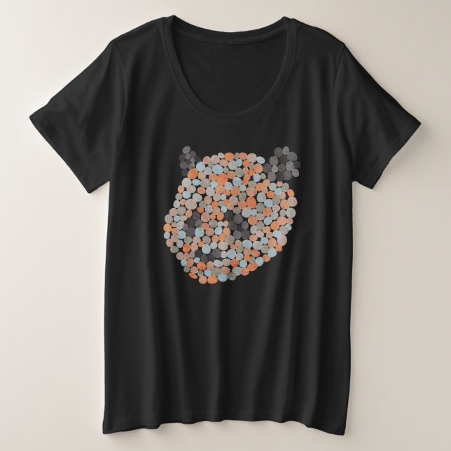 Colourful Dotted Panda Bear Plus Size T-Shirt (Design Front)