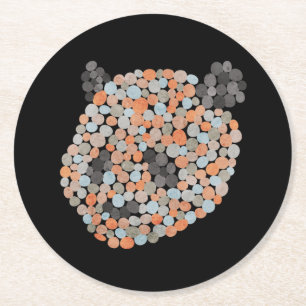 Colourful Dotted Panda Bear Round Paper Coaster