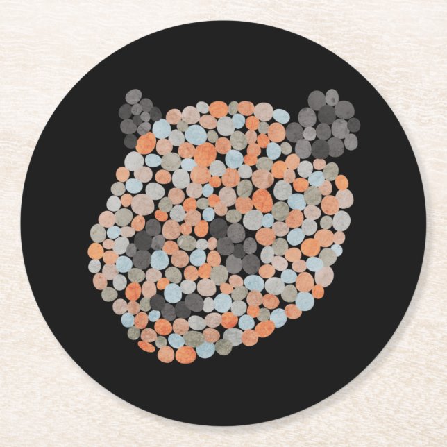 Colourful Dotted Panda Bear Round Paper Coaster (Front)