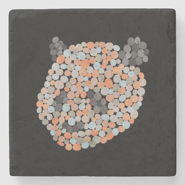 Colourful Dotted Panda Bear Stone Coaster (Front)