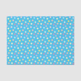 Colourful Dotty Pattern on Bright Blue Tissue Paper