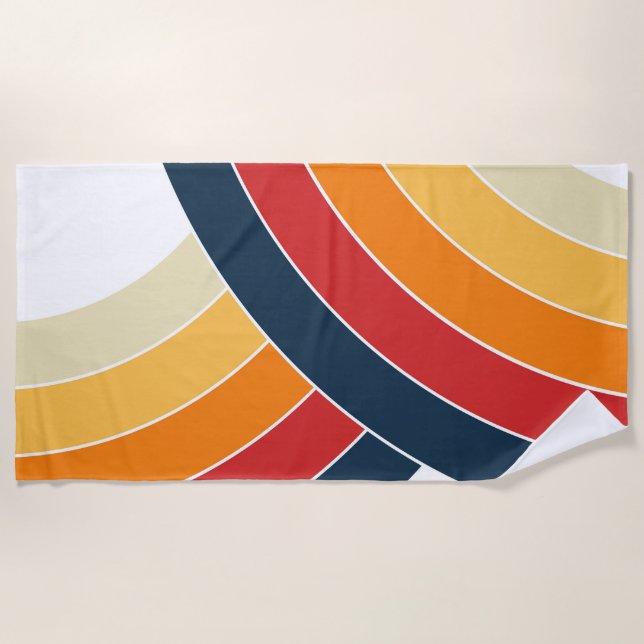 Colourful double arches in retro style beach towel (Front)
