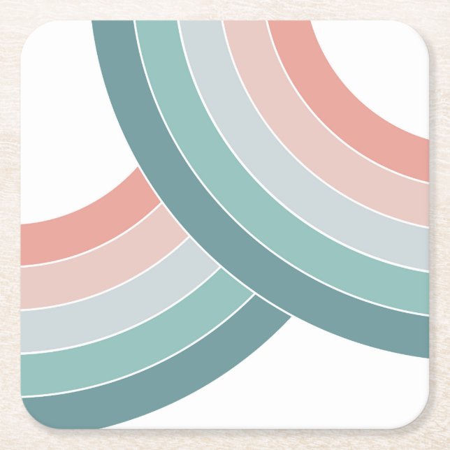 Colourful double arches in retro style square paper coaster (Front)