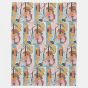 Colourful Double Bass Abstract Fleece Blanket