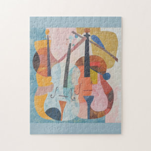 Colourful Double Bass Abstract Jigsaw Puzzle