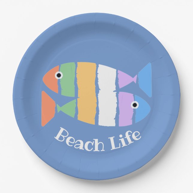 Colourful Double Fish Design Paper Plate (Front)