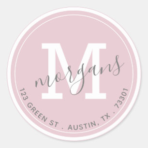 colourful double monogram return address sticker