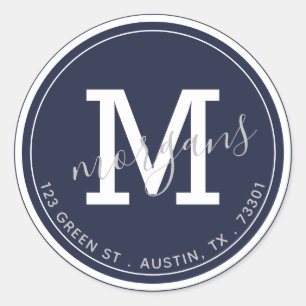 colourful double monogram return address sticker