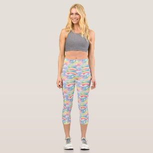 Colourful Double Rainbow and Clouds in the Sky Capri Leggings