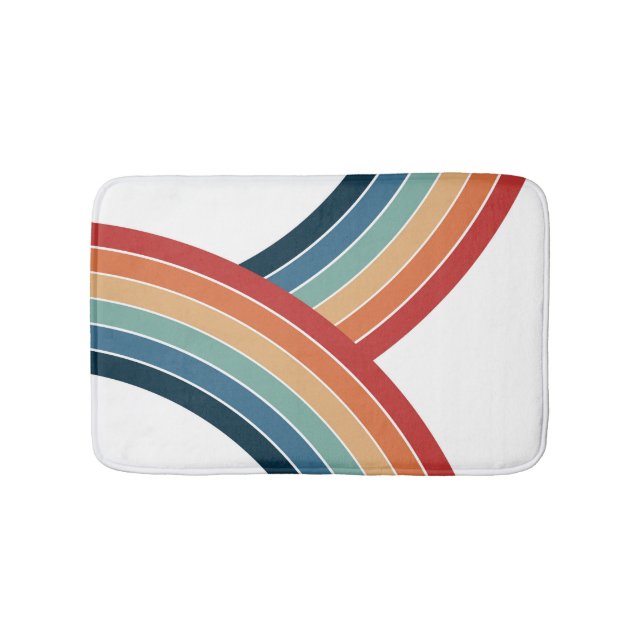 Colourful double retro style rainbow decoration bath mat (Front)