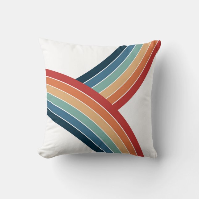 Colourful double retro style rainbow decoration cushion (Front)