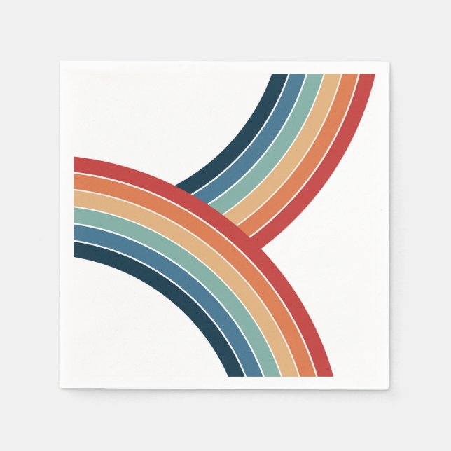 Colourful double retro style rainbow decoration napkin (Front)