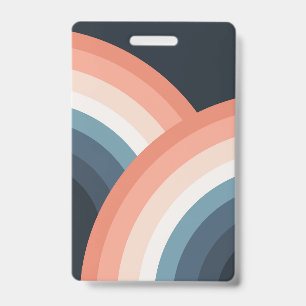 Colourful double retro style rainbow ID badge
