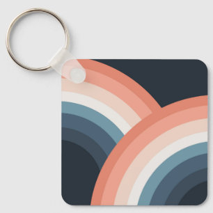 Colourful double retro style rainbow key ring