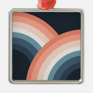 Colourful double retro style rainbow metal tree decoration