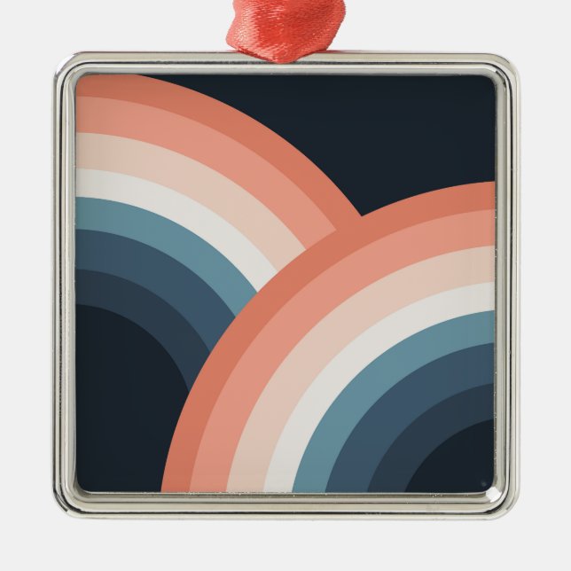 Colourful double retro style rainbow metal tree decoration (Front)