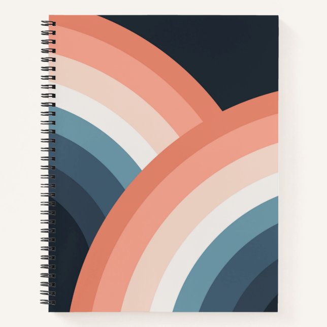 Colourful double retro style rainbow notebook (Front)