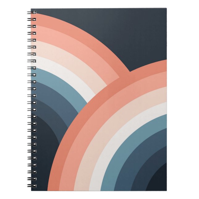 Colourful double retro style rainbow notebook (Front)