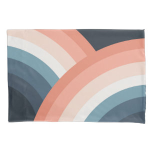 Colourful double retro style rainbow pillowcase