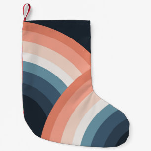 Colourful double retro style rainbow small christmas stocking