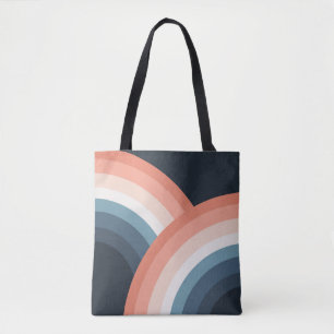 Colourful double retro style rainbow tote bag